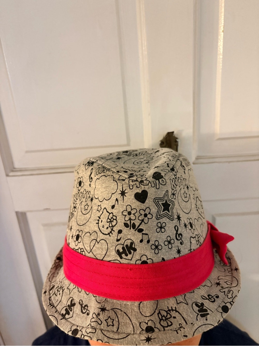 Hello Kitty Gray Fedora Hat with Hot Pink Band